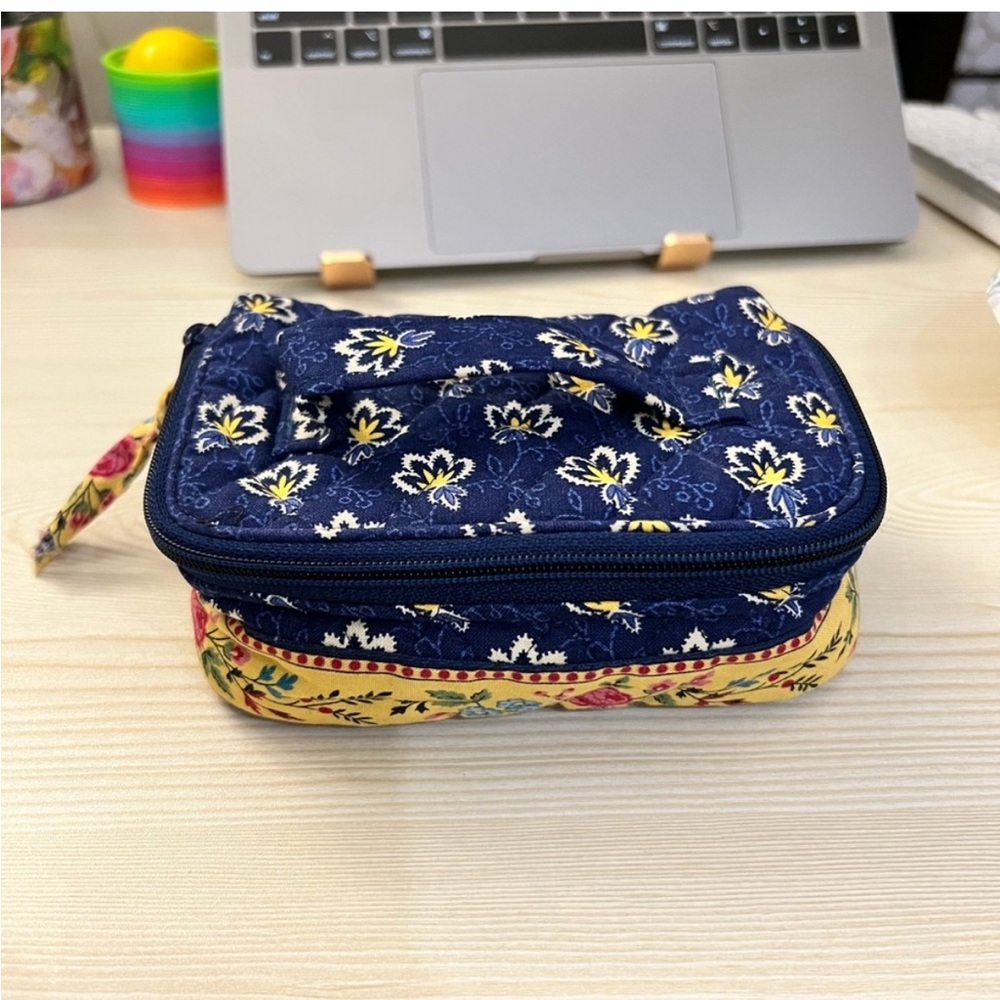 Vera Bradley Navy and Yellow Floral Cosmetic Bag